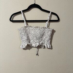 Maaji white poka dot bandeua with detachable straps and tie back tank top